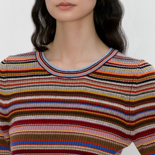 东黎 • 我不被驯化 里希特条纹 山羊绒女士秋季彩条半袖 5515 商品图4