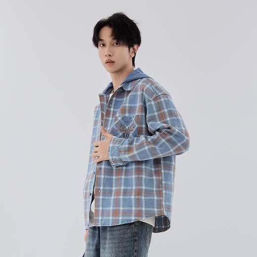 【新品上新】HX 春秋季水洗牛仔衬衫式茄克衫外套C105530014101 商品图2