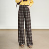 MYX格纹复古休闲长裤垂坠感修身直筒裤2025年秋季新款洋气窄版阔腿裤 商品缩略图0