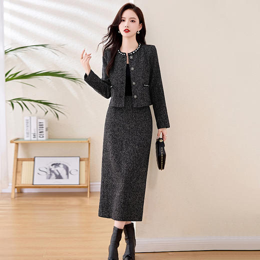 丁摩 小香风外套半身裙两件套女秋季气质名媛洋气穿搭套装5ZF-86179 商品图4