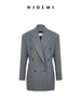 HIDEMI 进口美利奴羊毛毛呢西装外套双排扣中长款收腰显瘦大衣女 商品缩略图5