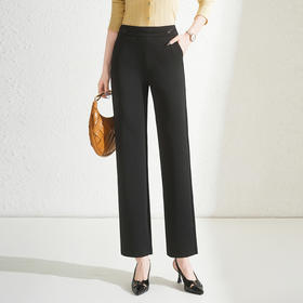 QYM 5221-Y小直筒西装裤松紧高腰垂感休闲裤
