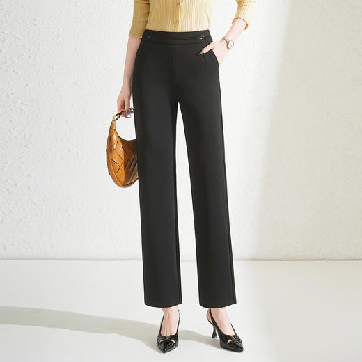 QYM 5221-Y小直筒西装裤松紧高腰垂感休闲裤 商品图0
