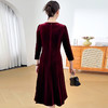 QYM 1861-Y丝绒连衣裙气质妈妈装洋气中长裙 商品缩略图2