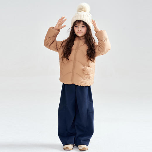 笛莎Deesha 2025冬季新款时尚男女童加厚弯刀裤廓形长裤 商品图1