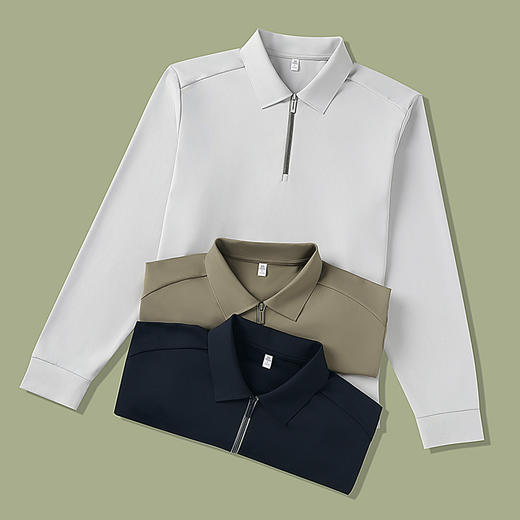 半身缘男装 秋季抗静电7A抗菌半拉链POLO衫592 商品图7