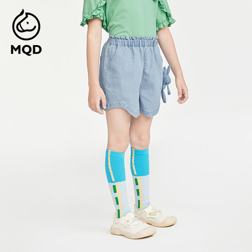 【MQD】女童夏季凉感舒适立体装饰休闲牛仔短裤 商品图1