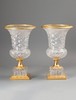 独角鹿西洋古董19世纪法国著名水晶工坊巴卡拉出品美第奇樽造型铜鎏金精雕装饰菱格纹切割水晶花瓶一对 商品缩略图0