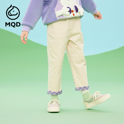 【秒3】【MQD】女童秋季时尚格纹翻边休闲针织长裤 商品图2