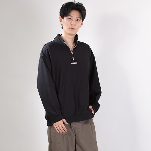 DRONKOO 2025 立领半拉链前后毛毡字母绣斜纹中厚卫衣 商品图3