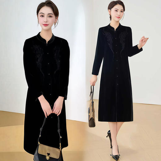 QYM SMAT82-1-Y时尚连衣裙复古旗袍改良中式裙宽松休闲中长裙 商品图0