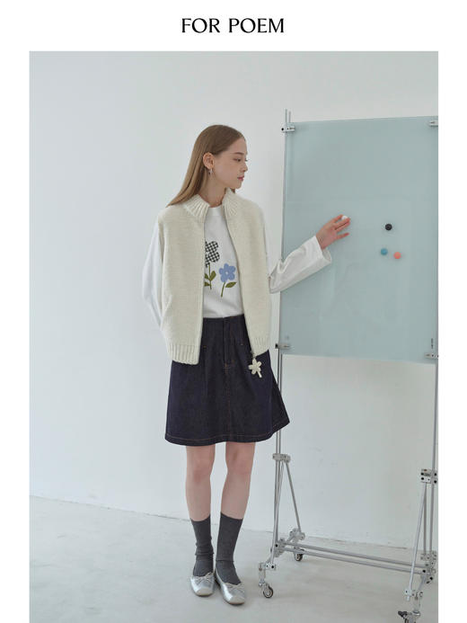 ForPoem 25/FW 原创半高领圈圈羊毛手钩花朵加厚针织背心马甲 商品图3