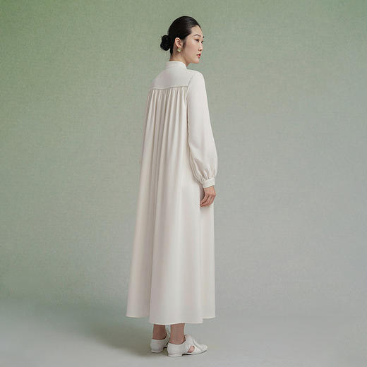 【林栖设计小店】【手工钩花】纯白系列国风连衣裙手工串珠2025秋冬新款宽松长裙女1954024 商品图4