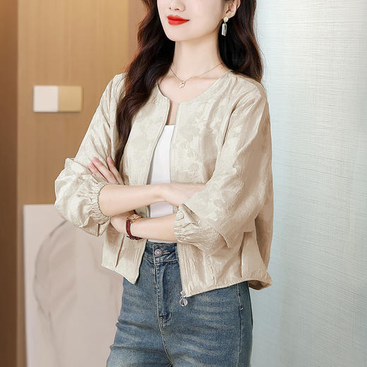 KQL E49M809时尚圆领提花拉链夹克休闲棒球服外套 商品图2