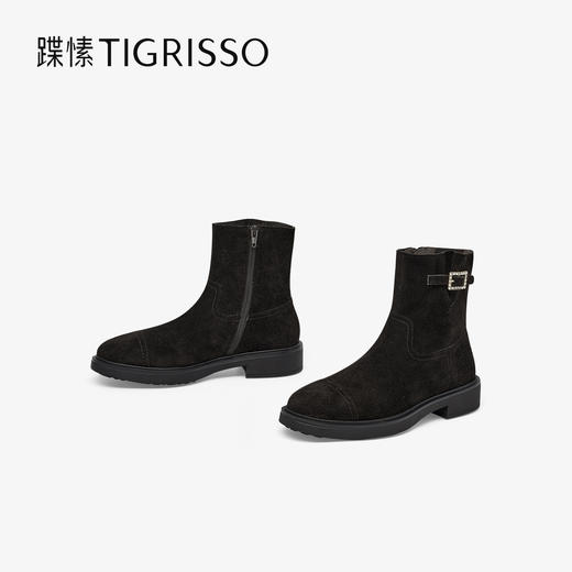 【云粉节】 BF楼蹀愫2025年秋季新款棕色牛绒圆头游牧风时装靴西部短靴吊牌价1998活动价999 商品图1