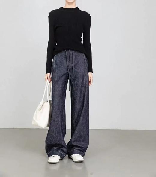 2025 秋冬新款！高个子加长拖地点点纱牛仔裤 抽绳小众阔腿型 100% 棉 显瘦显腿长 商品图4