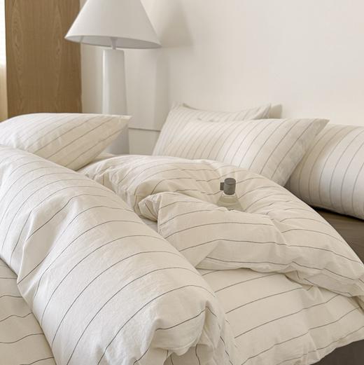特价 100%全棉床品套装 良品宽条纹白色 商品图3