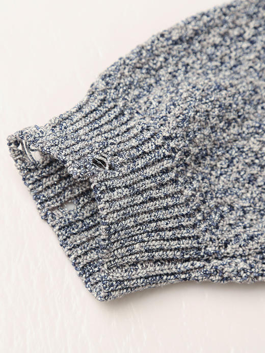 气质款灰色毛边针织衫女 宽松圆领长袖百搭上衣 商品图4