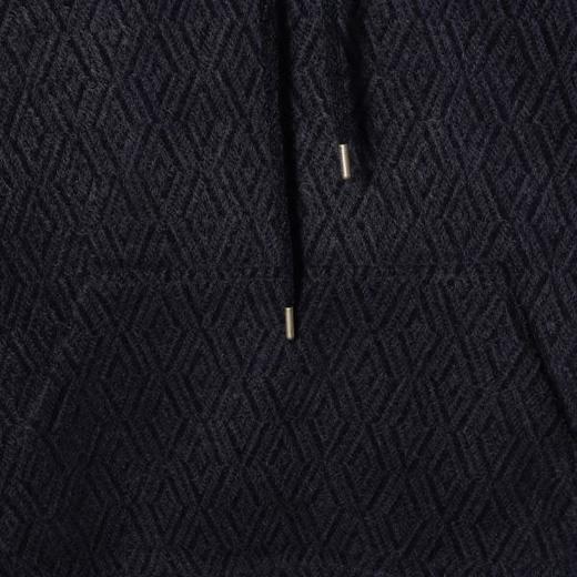 SDSA男士秋冬新款痞帅男装慵懒风绒毛菱形格设计抽绳连帽卫衣宽松 商品图3