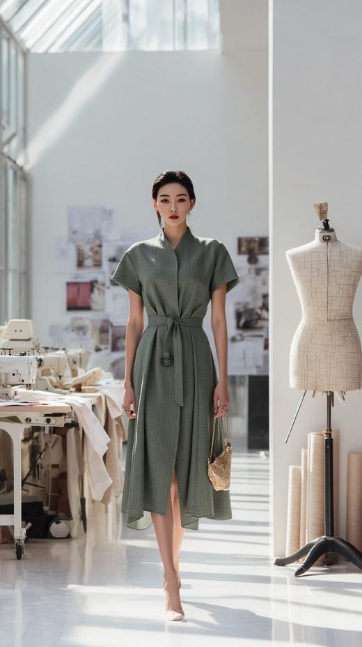 XL 气质女人范大摆连衣裙（附腰带） 商品图0