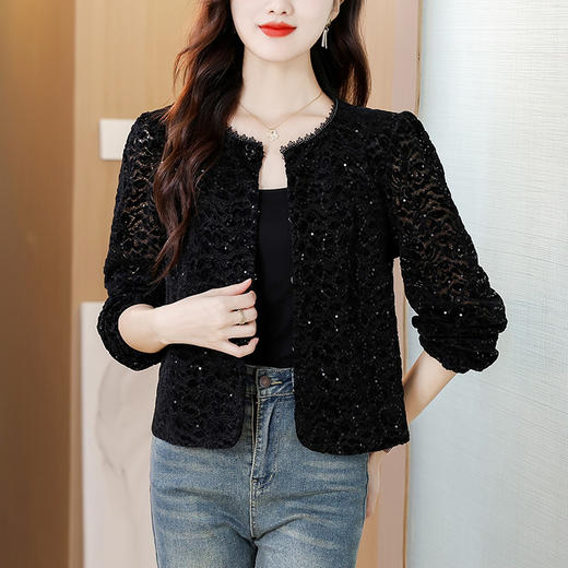 KQL E49M811丝绒亮片简约洋气外套 商品图3