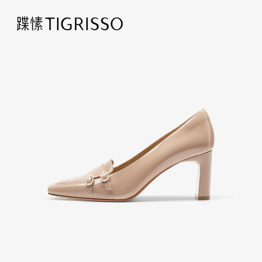 【云粉节】 BF楼蹀愫2025年秋季新款漆皮高跟气质优雅浅口单鞋方头女鞋吊牌价1498活动价999 商品图0