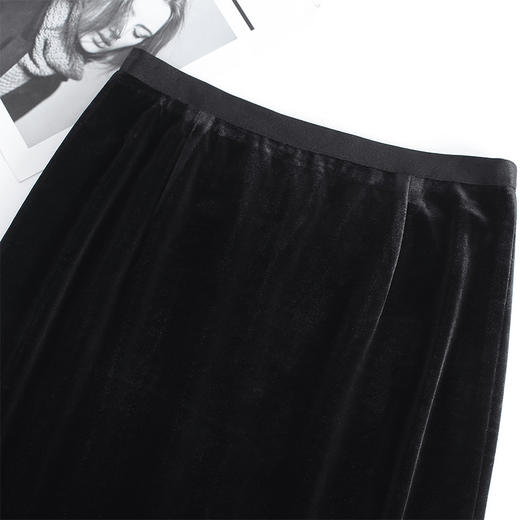 ZL-752-Y金丝绒荷叶边拼结鱼尾裙2025年秋季新款包臀裙时尚气质半身裙 商品图3