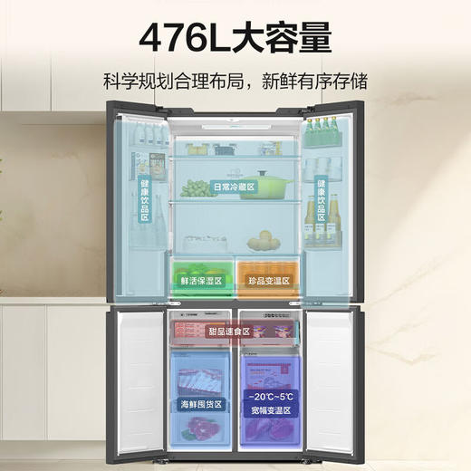 海尔（Haier）【小红花套系】476升冰河银594mm超薄零嵌EPP超净彩晶T型冰箱BCD-476WGHTDB9SNU1 商品图3