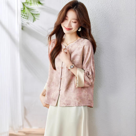新中式国风外套，轻奢时尚复古提花减龄气质年轻款上衣HR-XYSP6068 商品图5