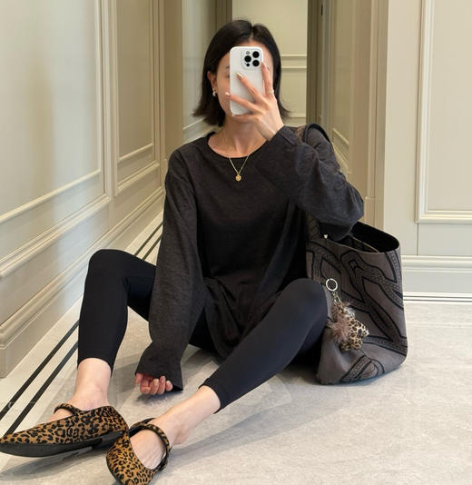 韩国订单🇰🇷混纺毛边圆长袖tee半身裙090606 商品图1