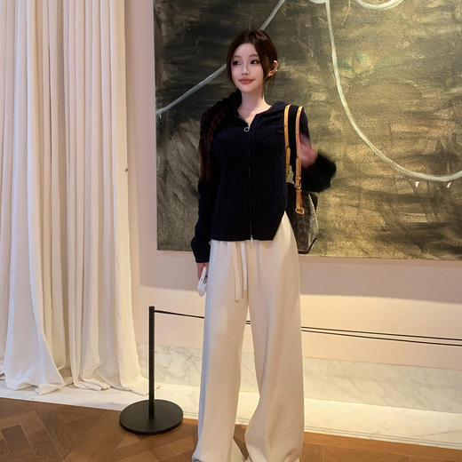 LIN BOUTIQUE 居家外穿两得 复古绞花慵懒针织拉链开衫外套女新款 商品图4