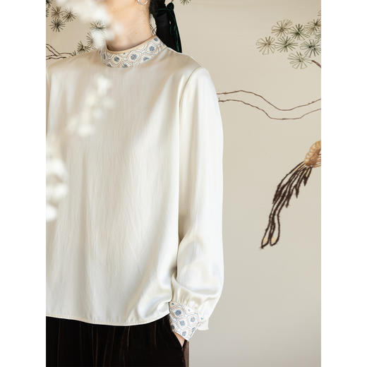 牧衣游原创 重磅22姆米机绣真丝衬衫新品古朴禅意中式风开衫 风畔 商品图1