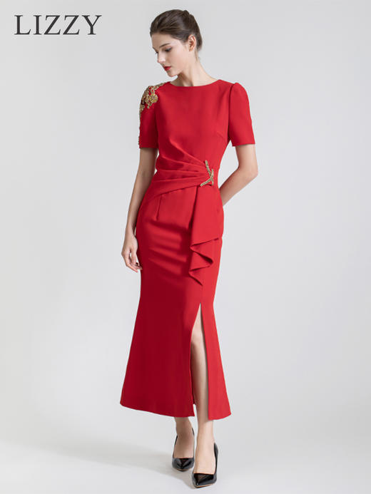 LIZZY{婚宴}精致优雅高定重工礼服连衣裙7435 商品图0