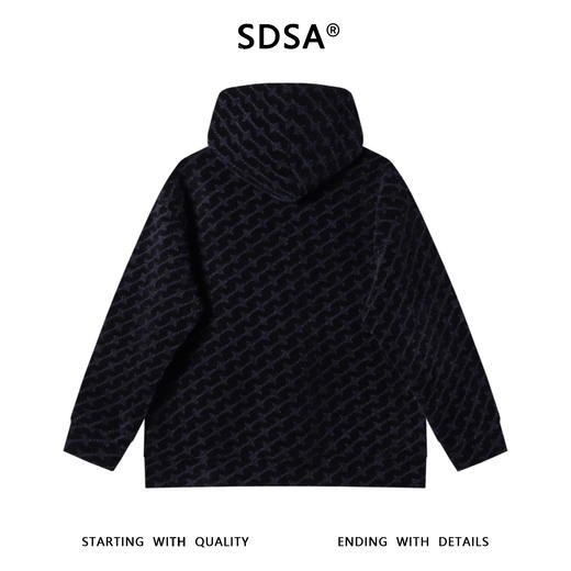 WY1189SDSA男士秋冬新款痞帅男装撞色提花斜纹绒毛设计抽绳连帽卫衣百搭 商品图5