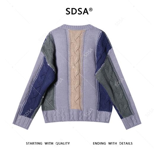 72602SDSA男士秋冬新款痞帅男装时尚撞色纽花圆领针织衫百搭套头毛衣 商品图5