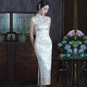 改良白色旗袍，新中式新娘订婚敬酒晚礼服裙连衣裙7729