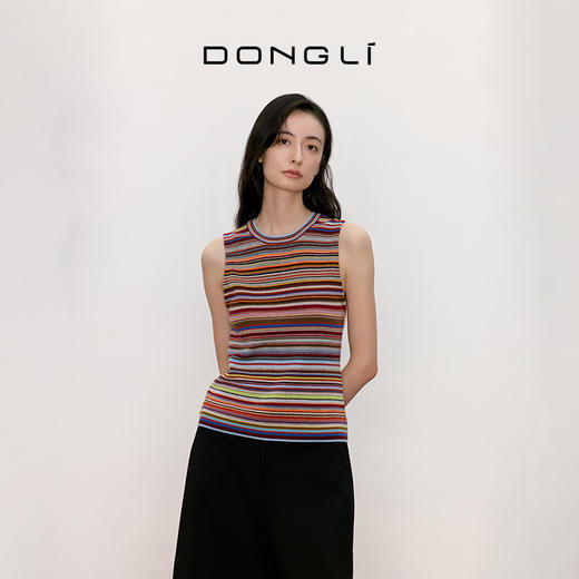 东黎 • 我不被驯化 里希特条纹 山羊绒女士秋季彩条背心 5364 商品图3