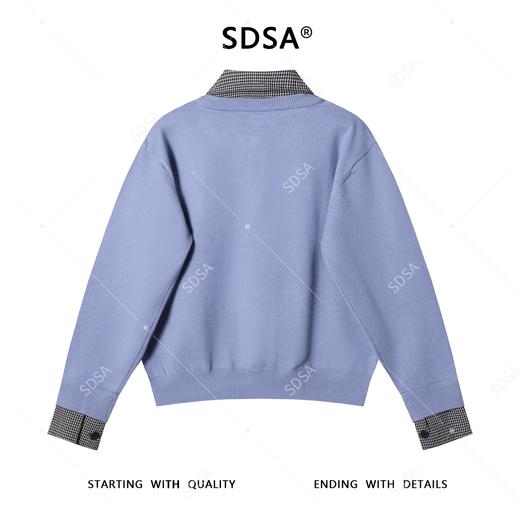 SDSA秋冬新款痞帅男装美式格子polo领假两件毛衣休闲百搭针织衫 商品图5