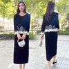 时尚金丝绒假两件连衣裙，气质拼接中长款女装裙子QYM-YJ25XY602 商品缩略图0