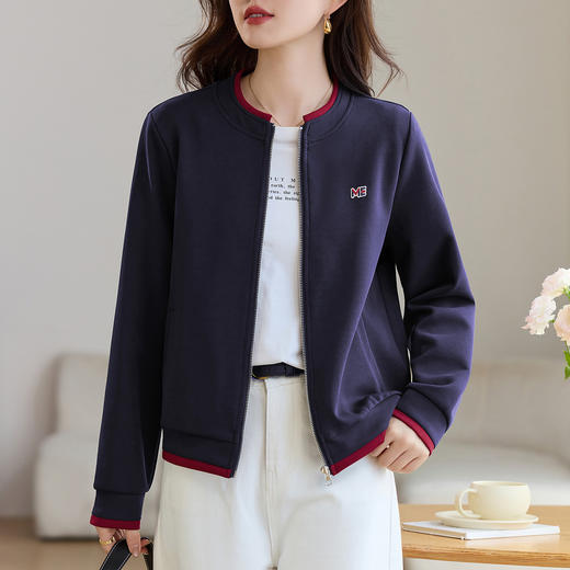 丁摩 圆领外套女秋季新款爆款宽松休闲韩系女装洋气减龄开衫上衣5ZF-30009 商品图3