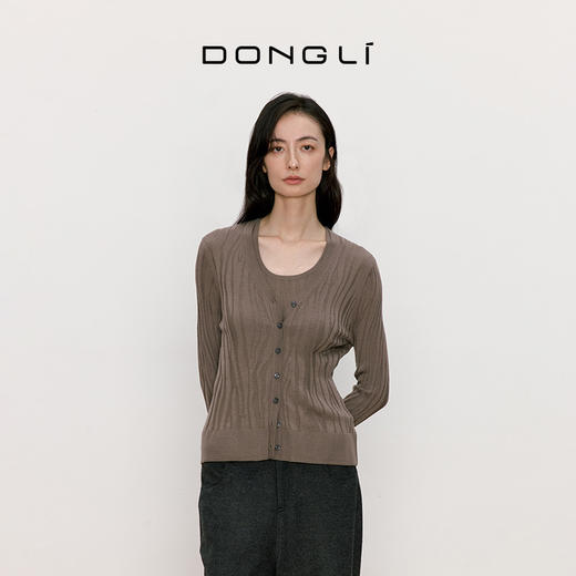 东黎 • 我不被驯化  树纹 女士秋季丝绒V领开衫 5356 商品图1