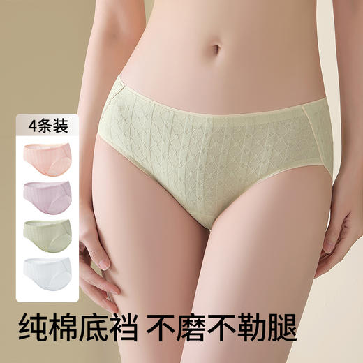 【4条装】雅黛俪女士内裤柔软舒适透气纯棉裆底三角裤头高弹不勒 商品图0