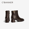 【静音系列】千百度粗高跟羊皮靴女时装靴增高短靴子A25576531 商品缩略图4