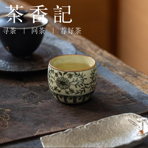 茶香记青花罗汉杯100ml特制焦糖釉缠枝菊古典纹饰景德镇陶瓷茶杯主人杯 商品图4