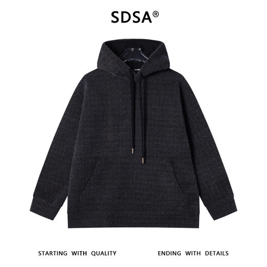 WY1160SDSA男士秋冬新款痞帅男装潮牌绒毛肌理感抽绳连帽卫衣宽松时尚 商品图1