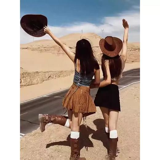 【西部牛仔帽子】国庆出游 夏季女款防晒美式复古大檐 海边草原新疆旅游遮太阳帽  商品图3