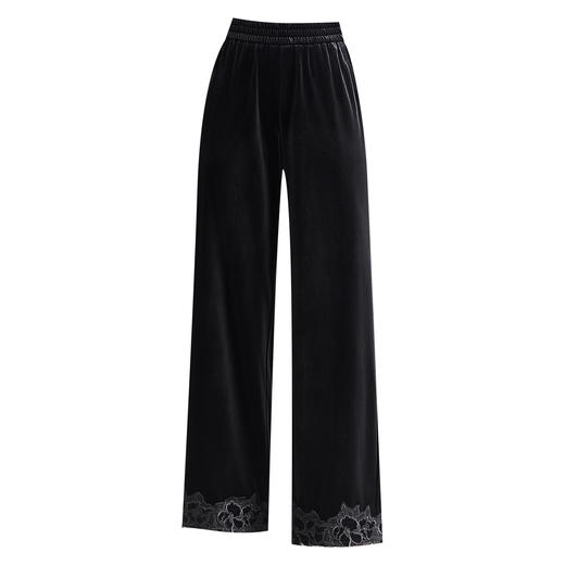 MYX蕾丝拼接垂感修身直筒裤松紧腰小个子九分裤2025年秋款洋气直筒裤 商品图4