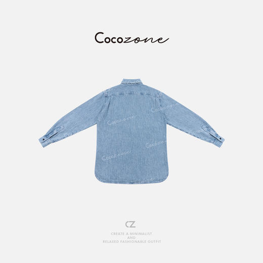 COCO ZONE 刘一一  “黑标牛仔”亚麻棉混纺翻领牛仔衬衫CD1A0978 商品图1