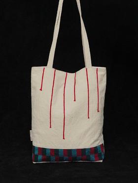 回声Echos/ 流线条格纹拼接单肩包【可双面背】