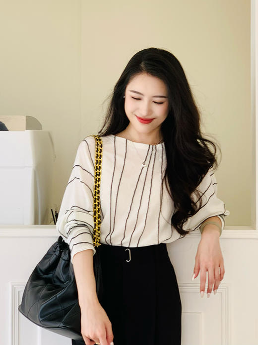 【百图lulu定制】【桑蚕丝羊毛衫】柔软细腻 桑蚕丝羊毛混纺 蝙蝠袖 长袖针织衫 商品图0